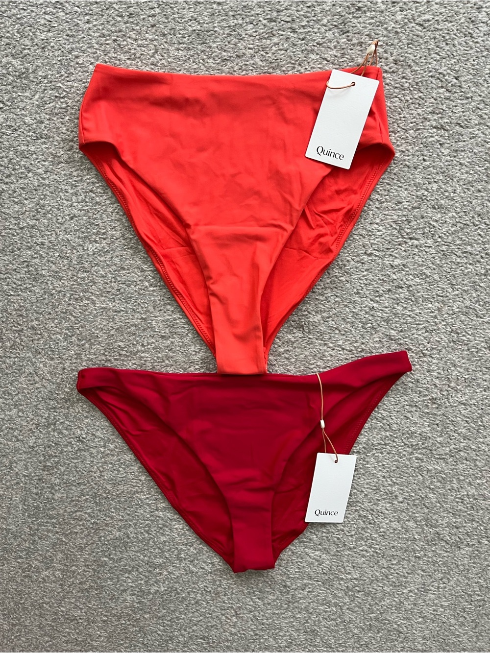 NWT Quince Cheeky Bikini Bottoms in Coral and Wine Red Size Medium
